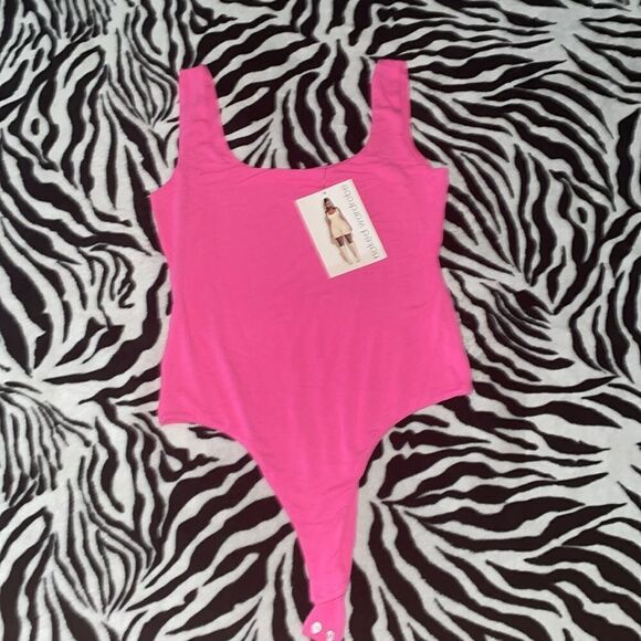 NWT naked wardrobe pink raspberry summer  tank top body suit leotard onesie - Picture 2 of 8
